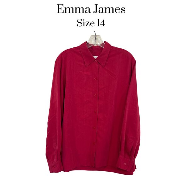 EUC Emma James Women's Magenta Rayon Blend Button Down Blouse Size 14 Office Top - Picture 1 of 8